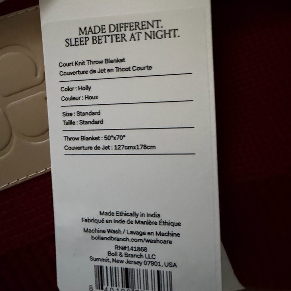 NWT Boll & Branch Court Knit throw in color holly! - Picture 6 of 9